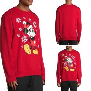 Disney Mickey Mouse Snowy Holiday Christmas Men's Pullover Graphic